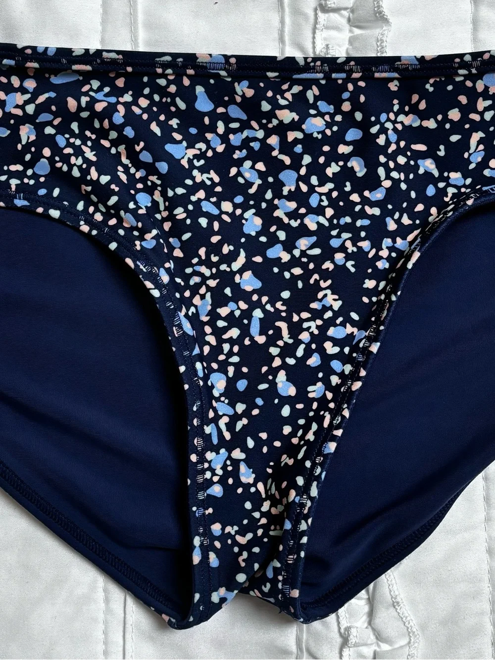 Athleta Girl Two-Piece Tankini with Blue, Green, and Light Pink Speckles